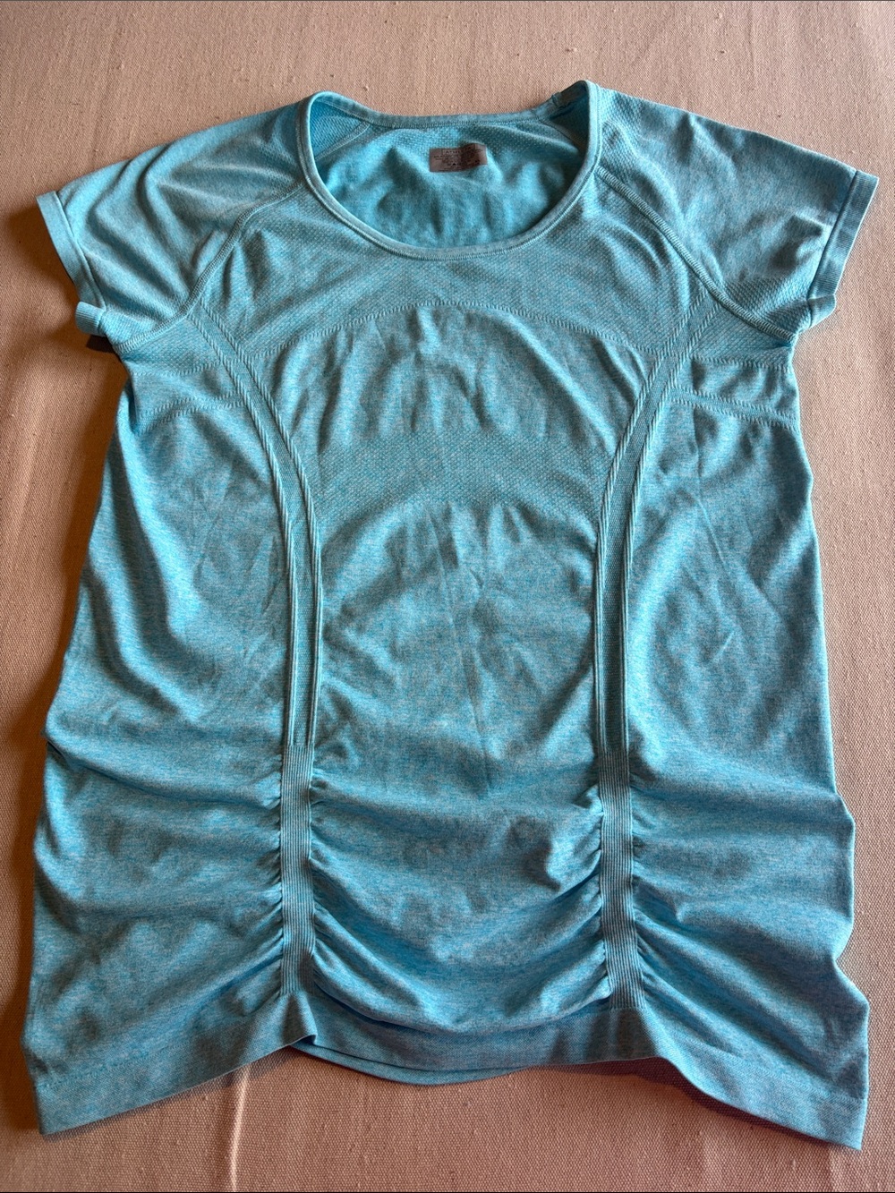 Athleta Teal Ruched Short-Sleeve Performance Tee